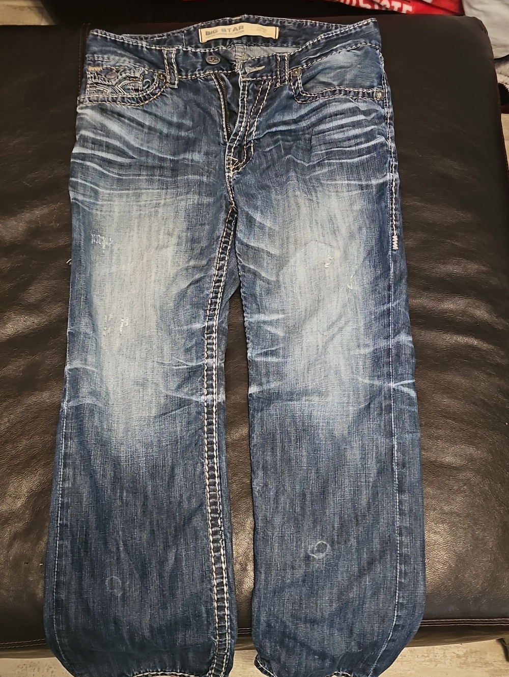 Big Star Men's Washed Blue Straight Jeans